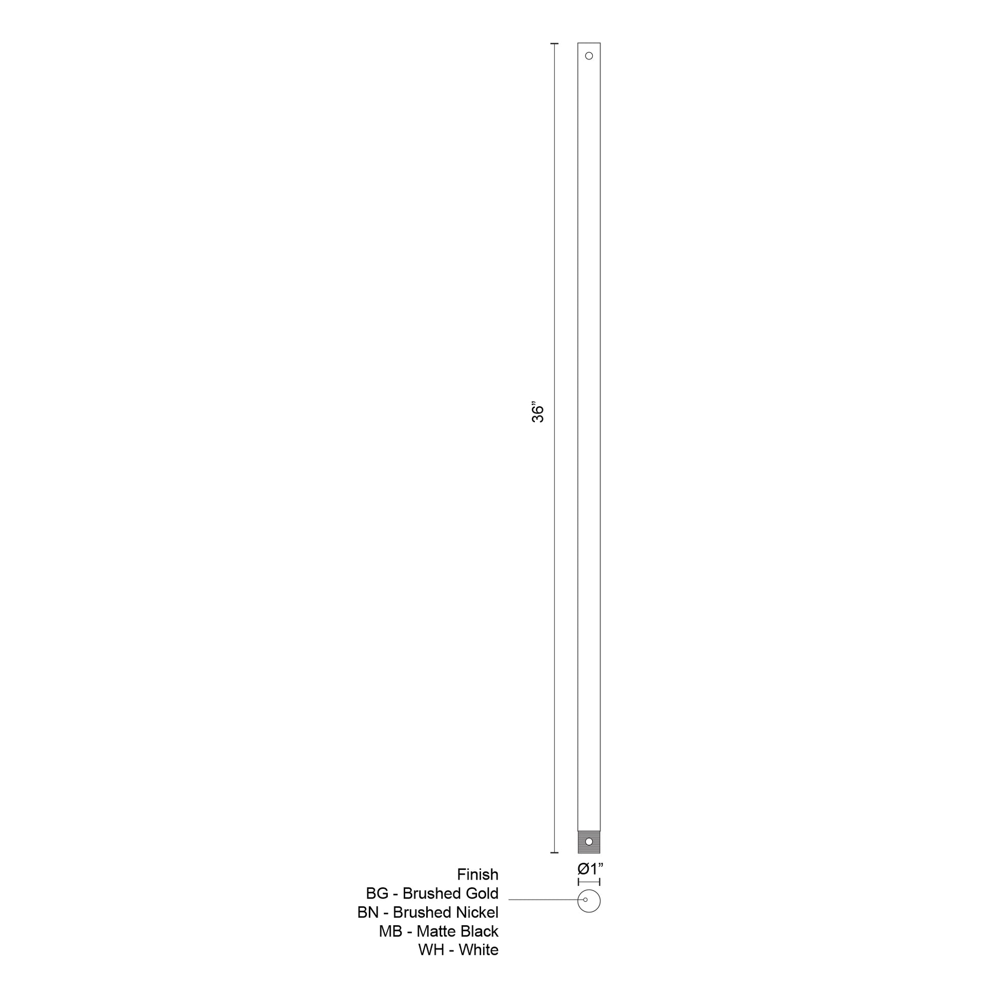 Fan Downrod 36-in White