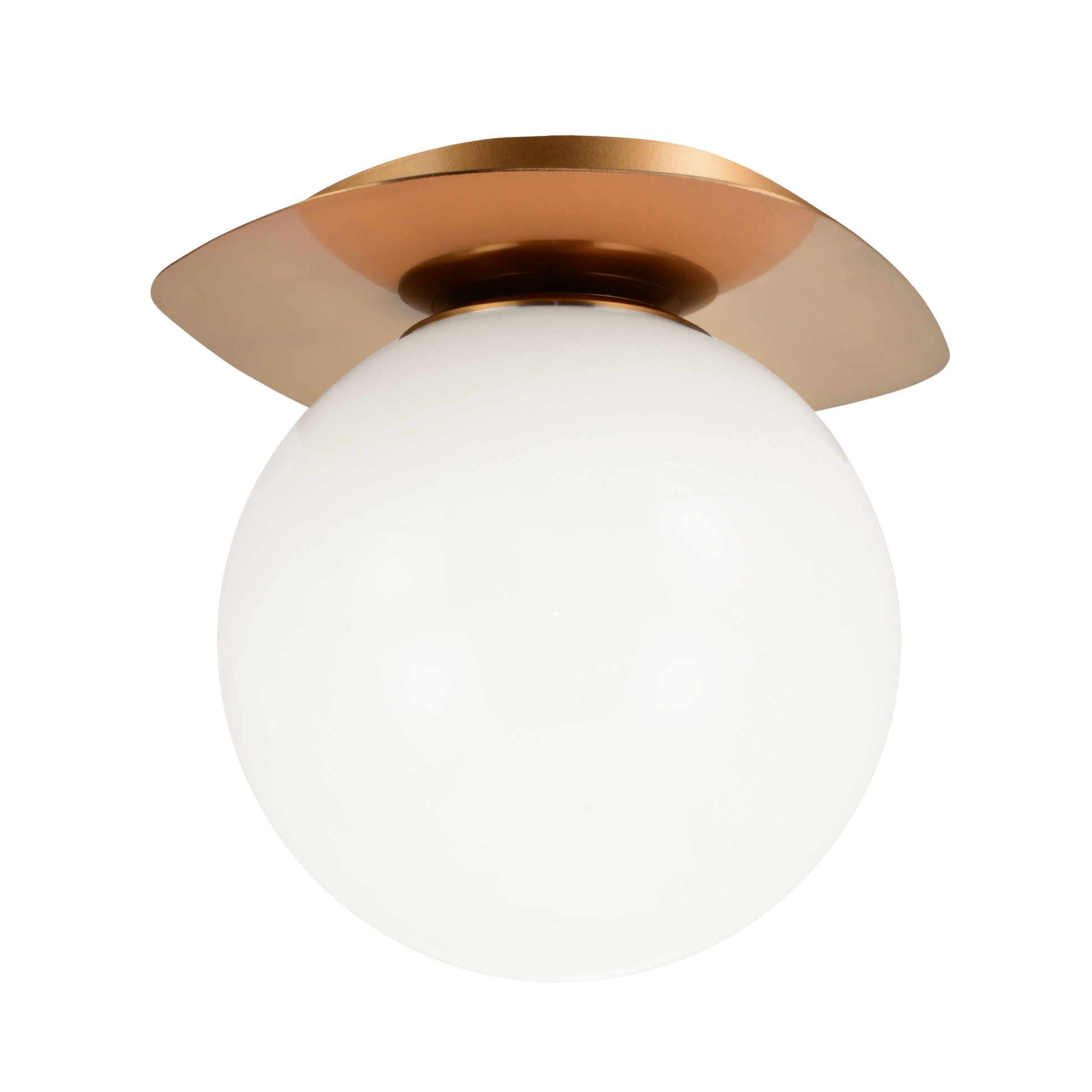 An 80’s inspired design collection. The unusual and unique shape of the canopy is highlighted by the bold contrast of the Opal glass. Razz is a versatile collection - Truly a statement piece. Available in vanity and flush mount.