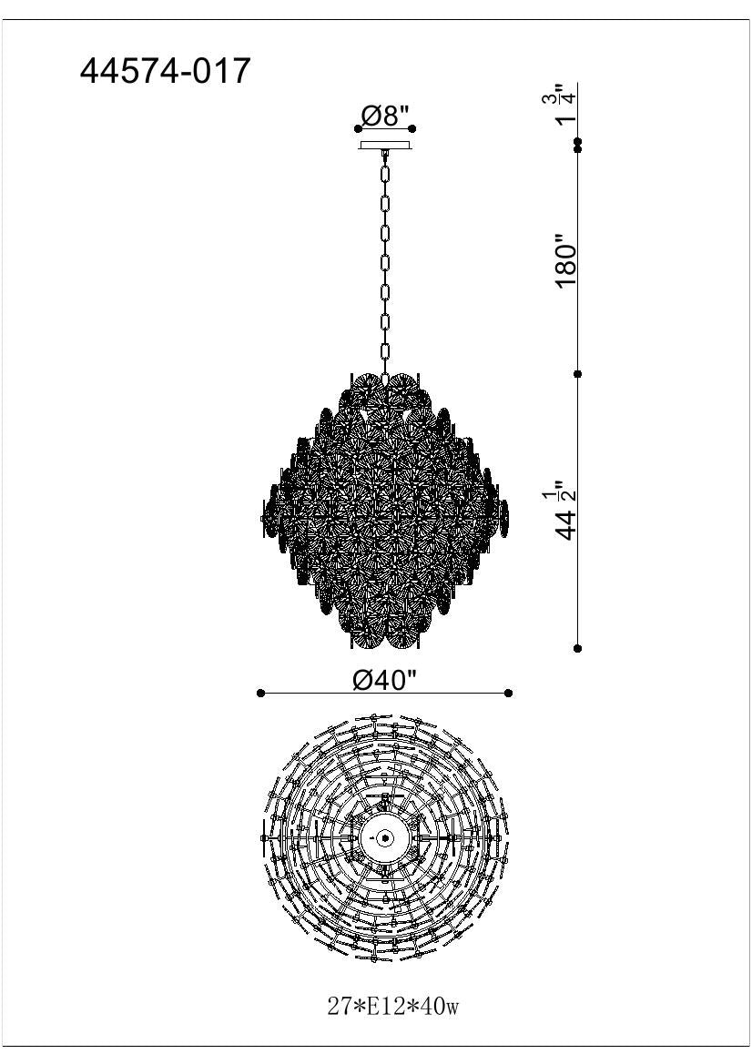 Sue-Anne 5-Tiers 27-Light 45" Grand Chandelier