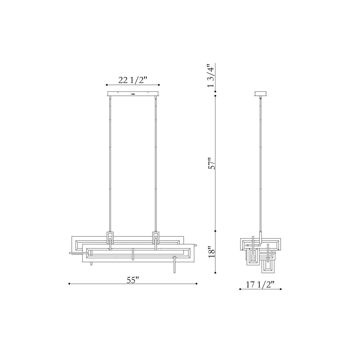 Inizio 55" Integrated LED Linear Chandelier