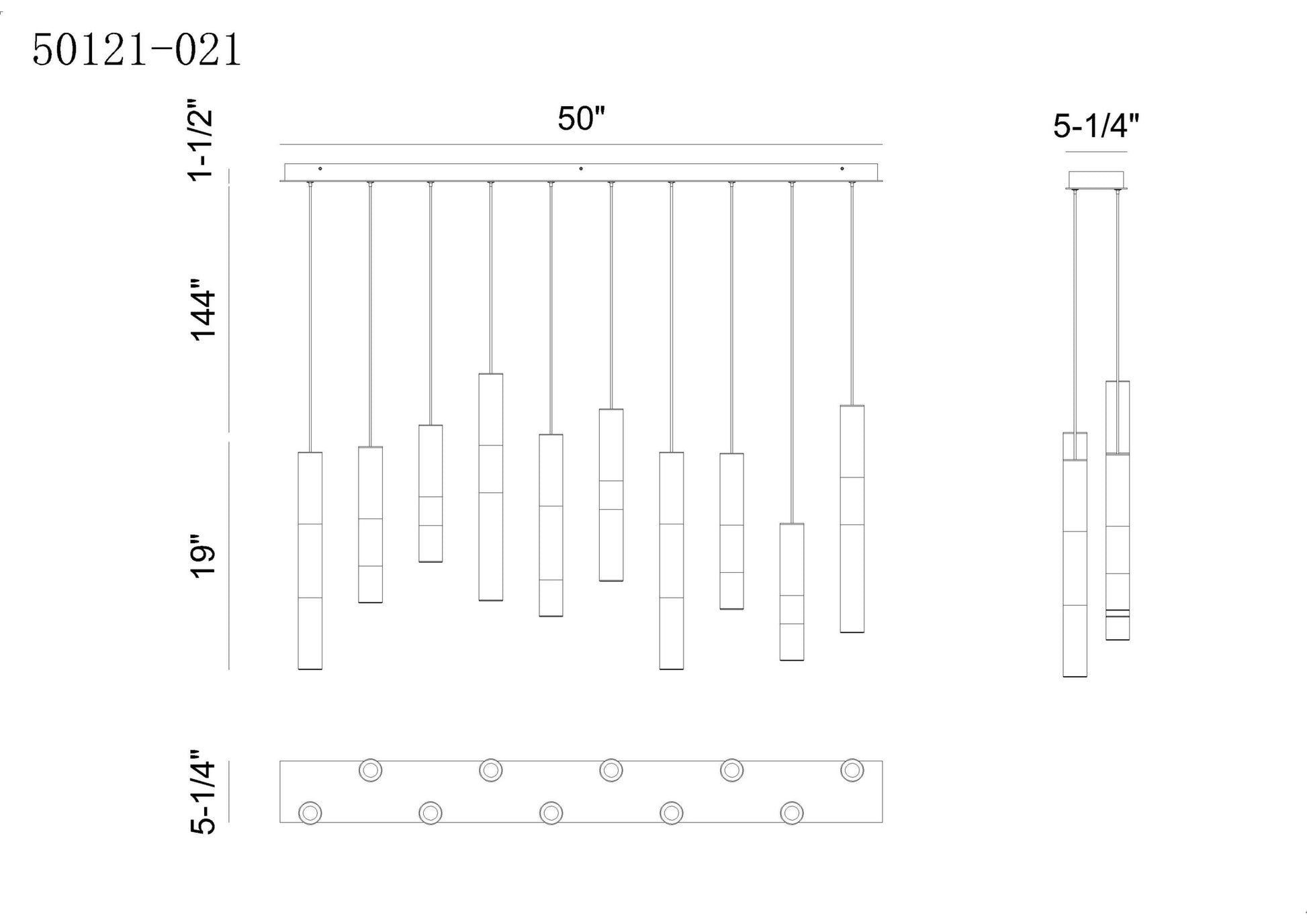 Ronda 10-Light 50" Integrated LED Linear Chandelier