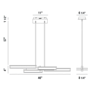 Bayswater 46" Integrated LED Linear Chandelier