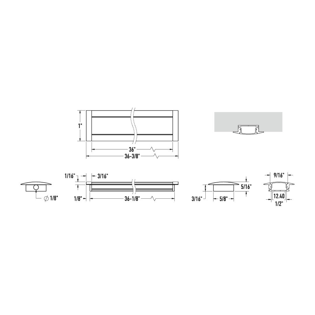 FORMLINK 3FT Aluminum extrusion Recessed