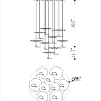 Lagatto 9-Light 36" Integrated LED Multi Drop Chandelier