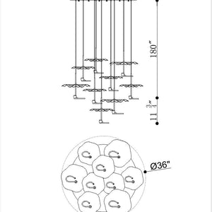 Lagatto 9-Light 36" Integrated LED Multi Drop Chandelier