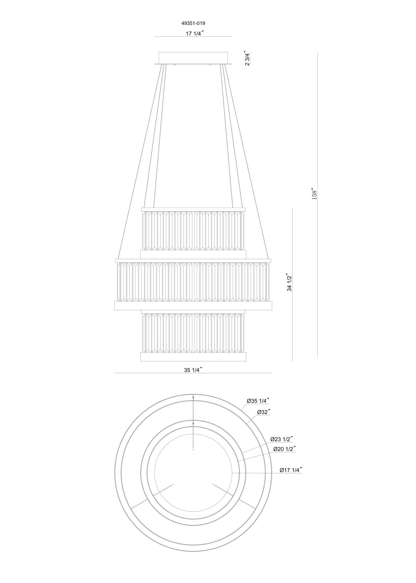 Empra 3-Tiers 3-Light 35" Integrated LED Grand Chandelier