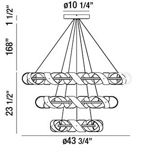 Banderia 3-Tiers 3-Light 44" Integrated LED Grand Chandelier