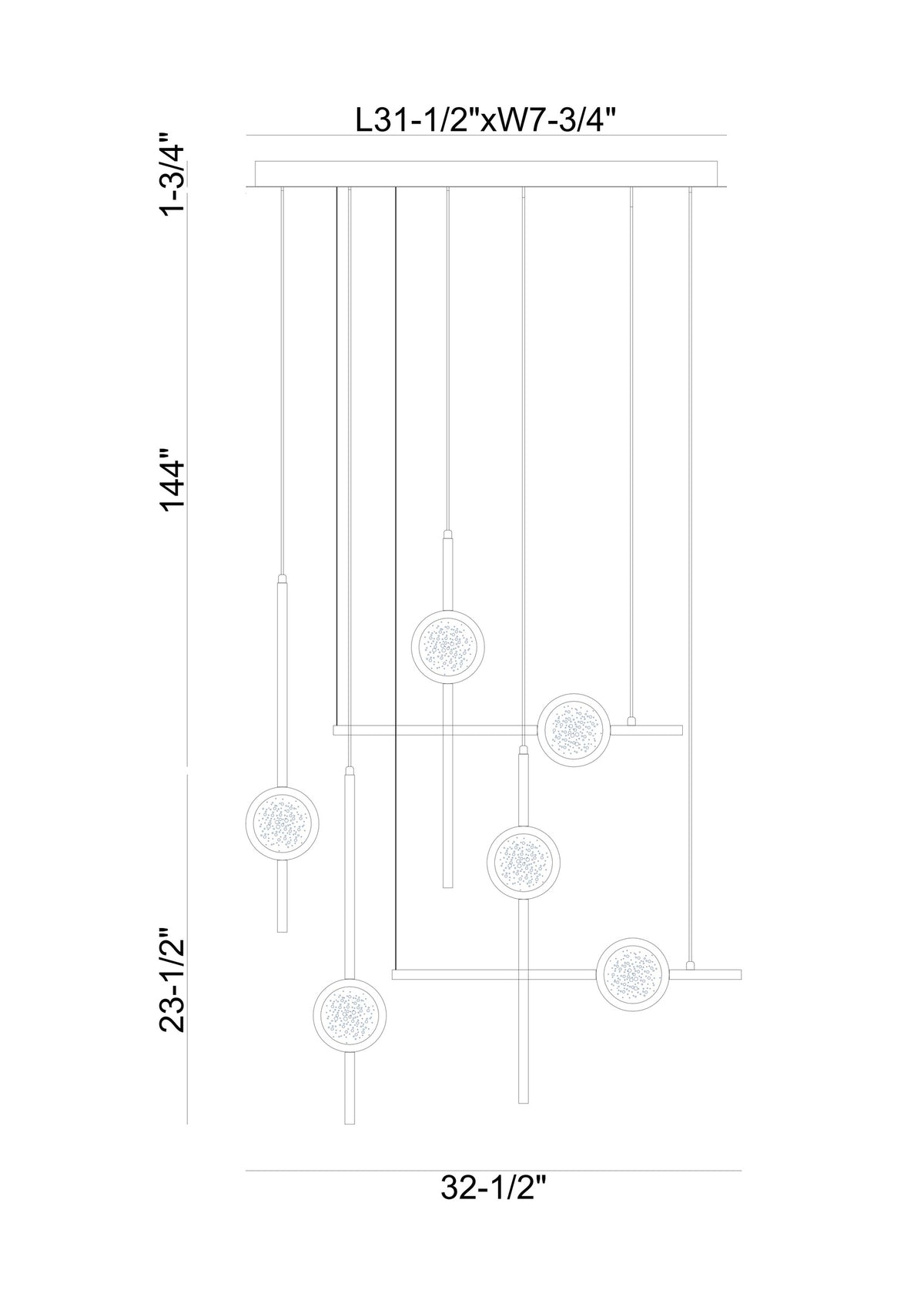 Barletta 6-Light 32" Integrated LED Multi Drop Chandelier