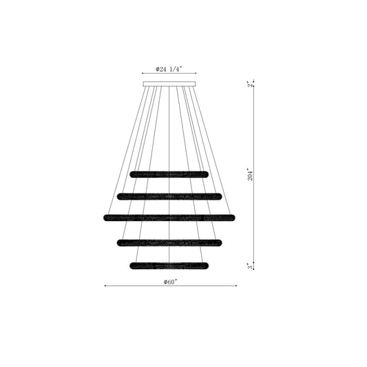 Sassi 5-Tiers 5-Light 60" Integrated LED Grand Chandelier
