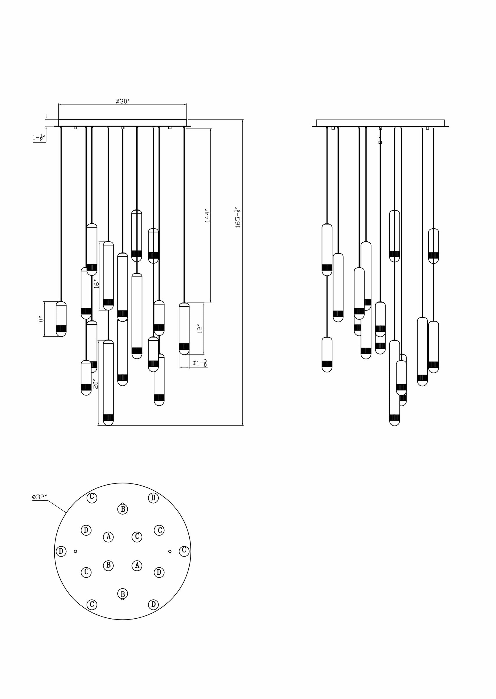Cambre 16-Light 32" Integrated LED Multi Drop Chandelier