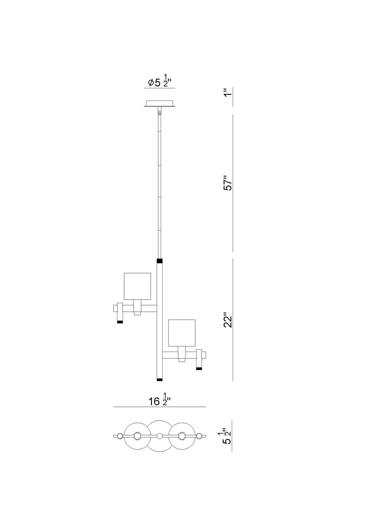 Decato 2-Light 22" Pendant Chandelier
