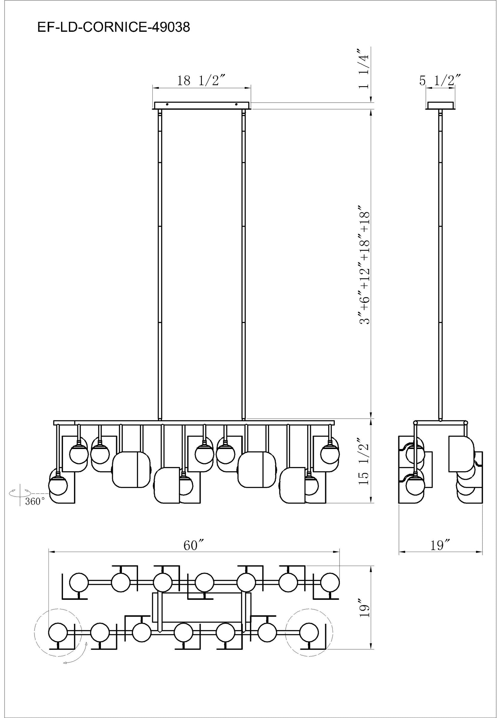 Cornice 14-Light 60" Integrated LED Grand Chandelier