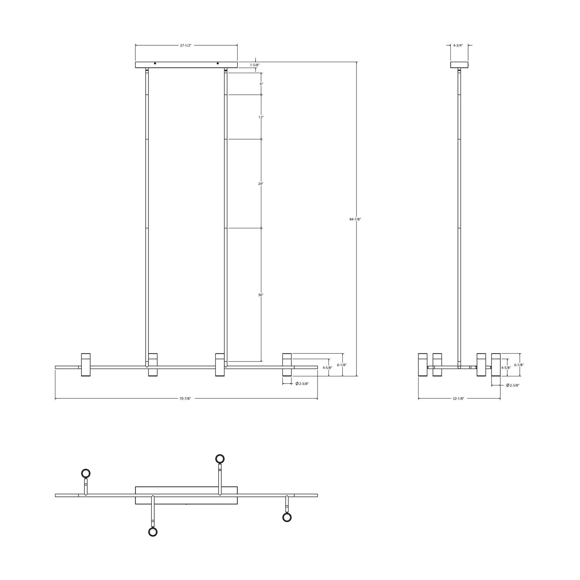 Quartet 72in pendant 4-spot, 5CCT
