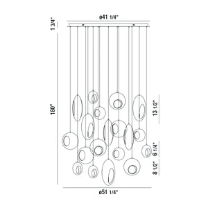 Arlington 19-Light 51" Integrated LED Multi Drop Chandelier