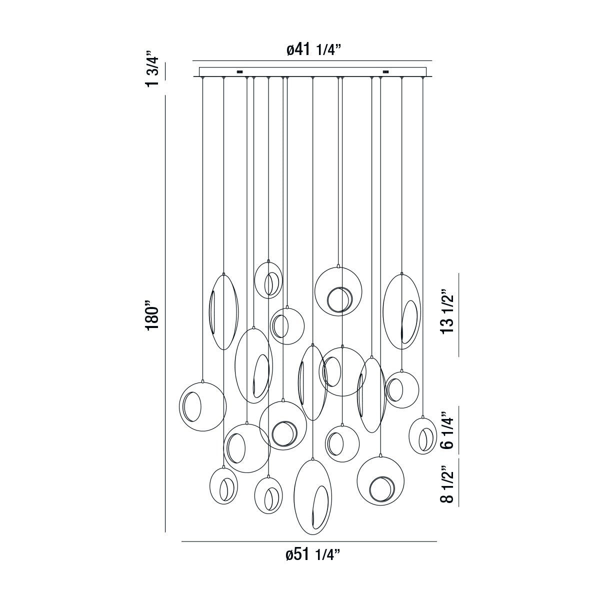 Arlington 19-Light 51" Integrated LED Multi Drop Chandelier