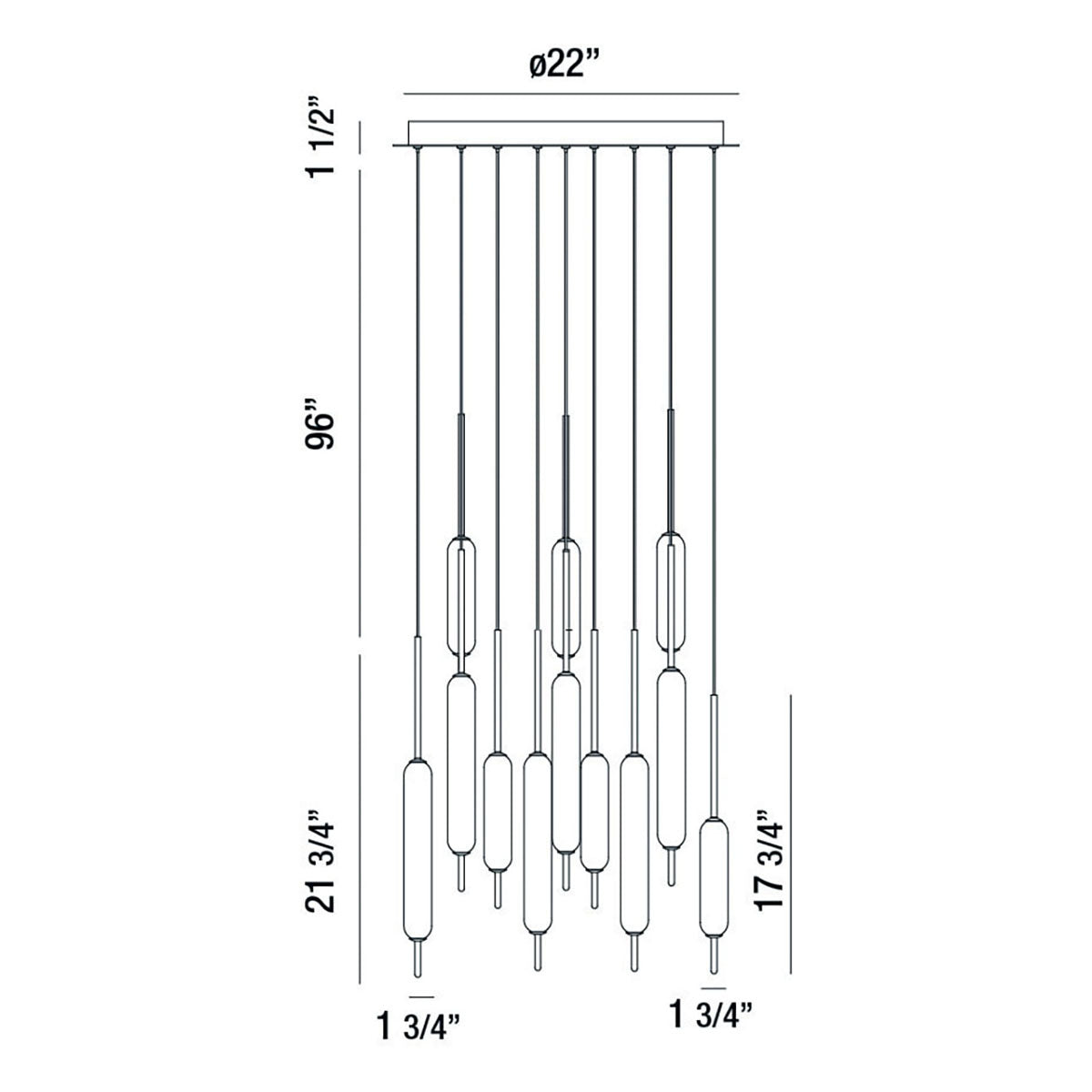Cumberland 12-Light 22" Integrated LED Multi Drop Chandelier