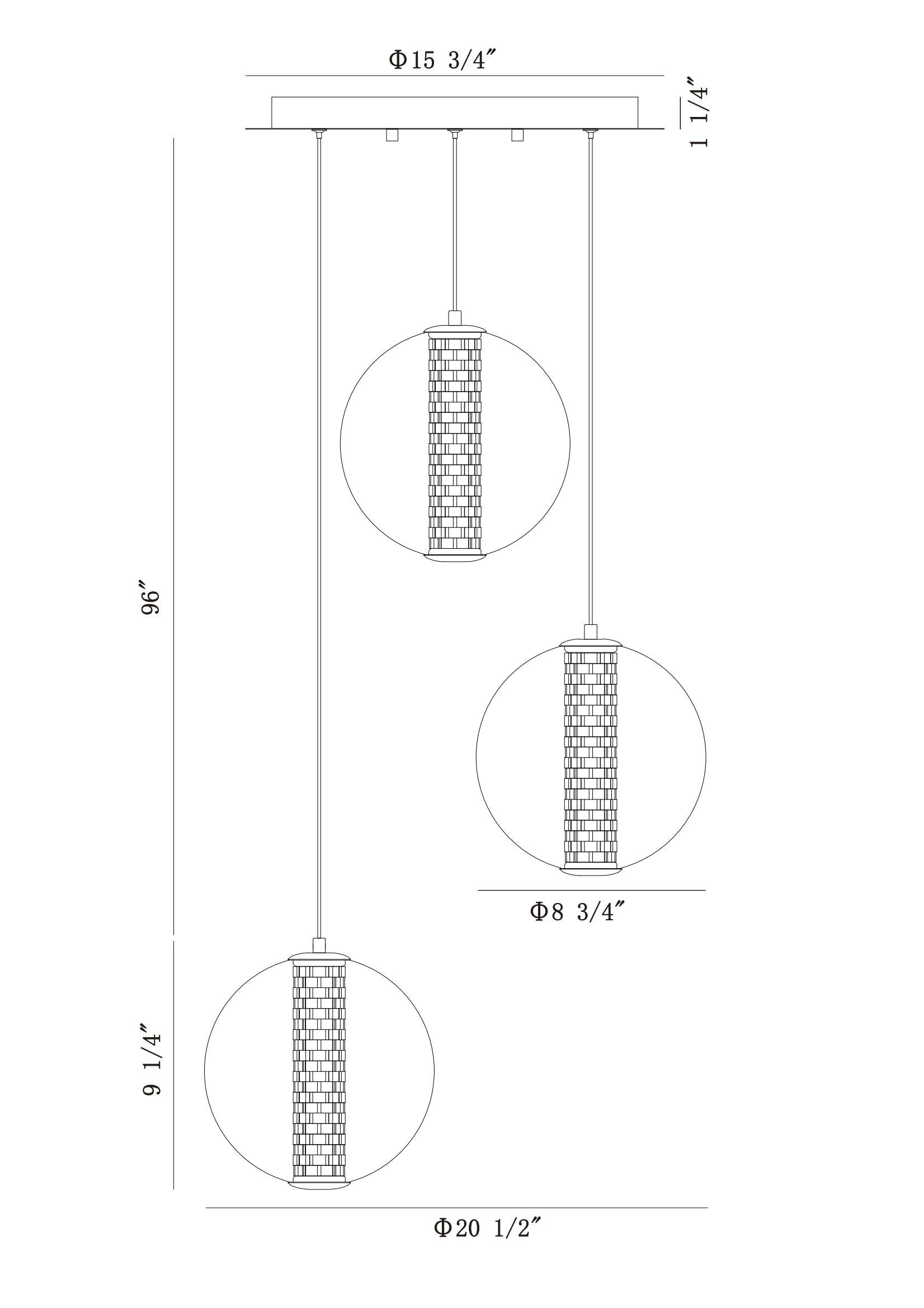Atomo 3-Light 21" Integrated LED Multi Drop Chandelier