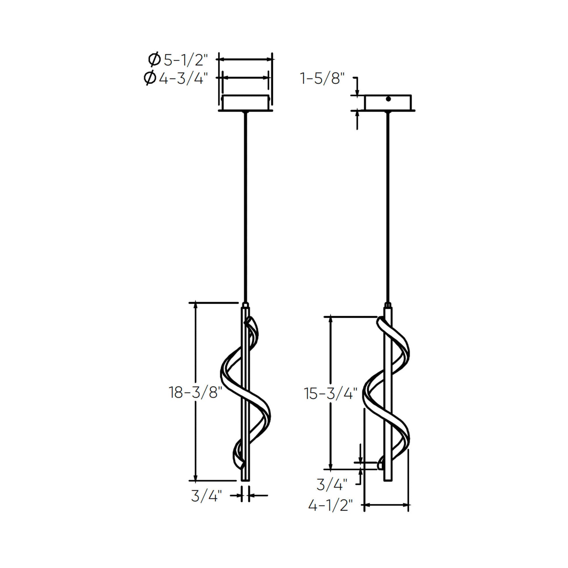 Spin 18in vertical swirl pendant, 5CCT