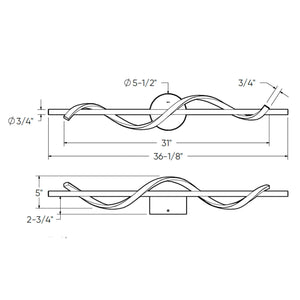 Spin 24in horizontal swirl pendant, 5CCT