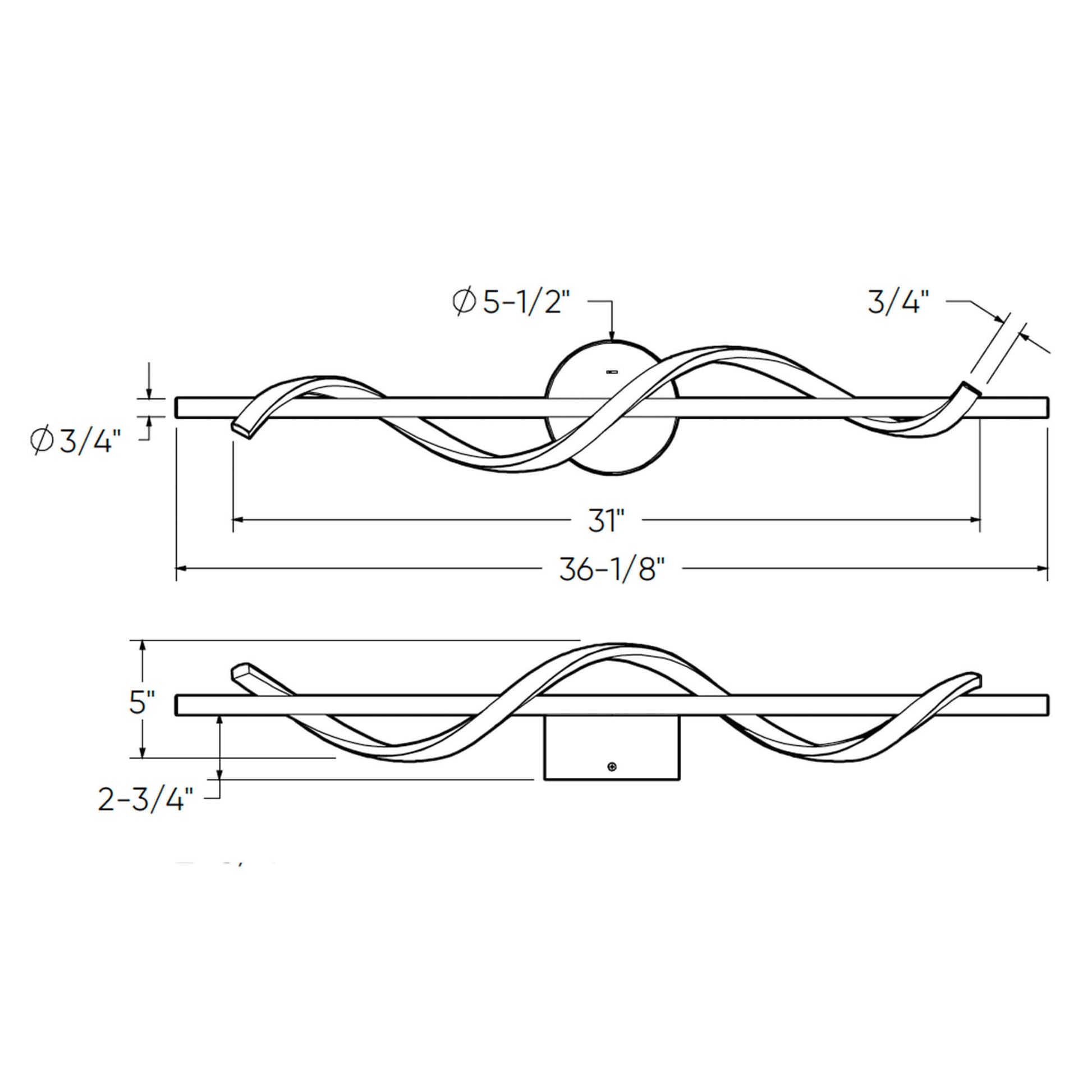 Spin 24in horizontal swirl pendant, 5CCT