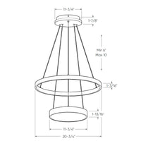 Drop Two-tier 20-inch pendant, two-zone lighting with a lit canopy