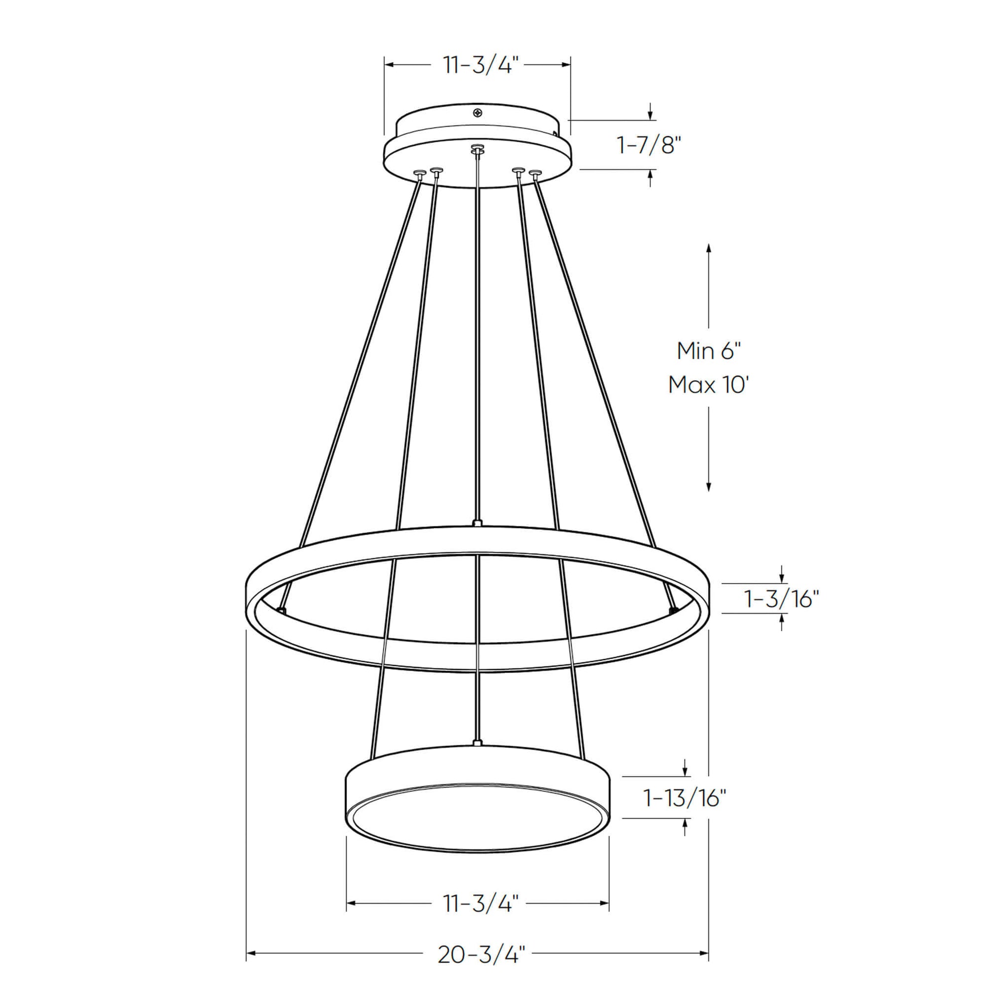 Drop Two-tier 20-inch pendant, two-zone lighting with a lit canopy