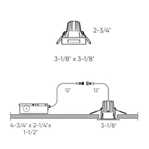 RGR 2 Inch Square Indoor/Outdoor Regressed Down Light