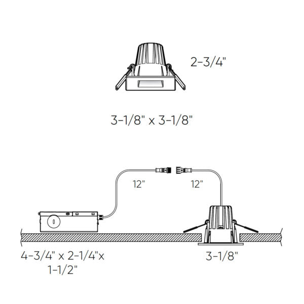 RGR 2 Inch Square Indoor/Outdoor Regressed Down Light