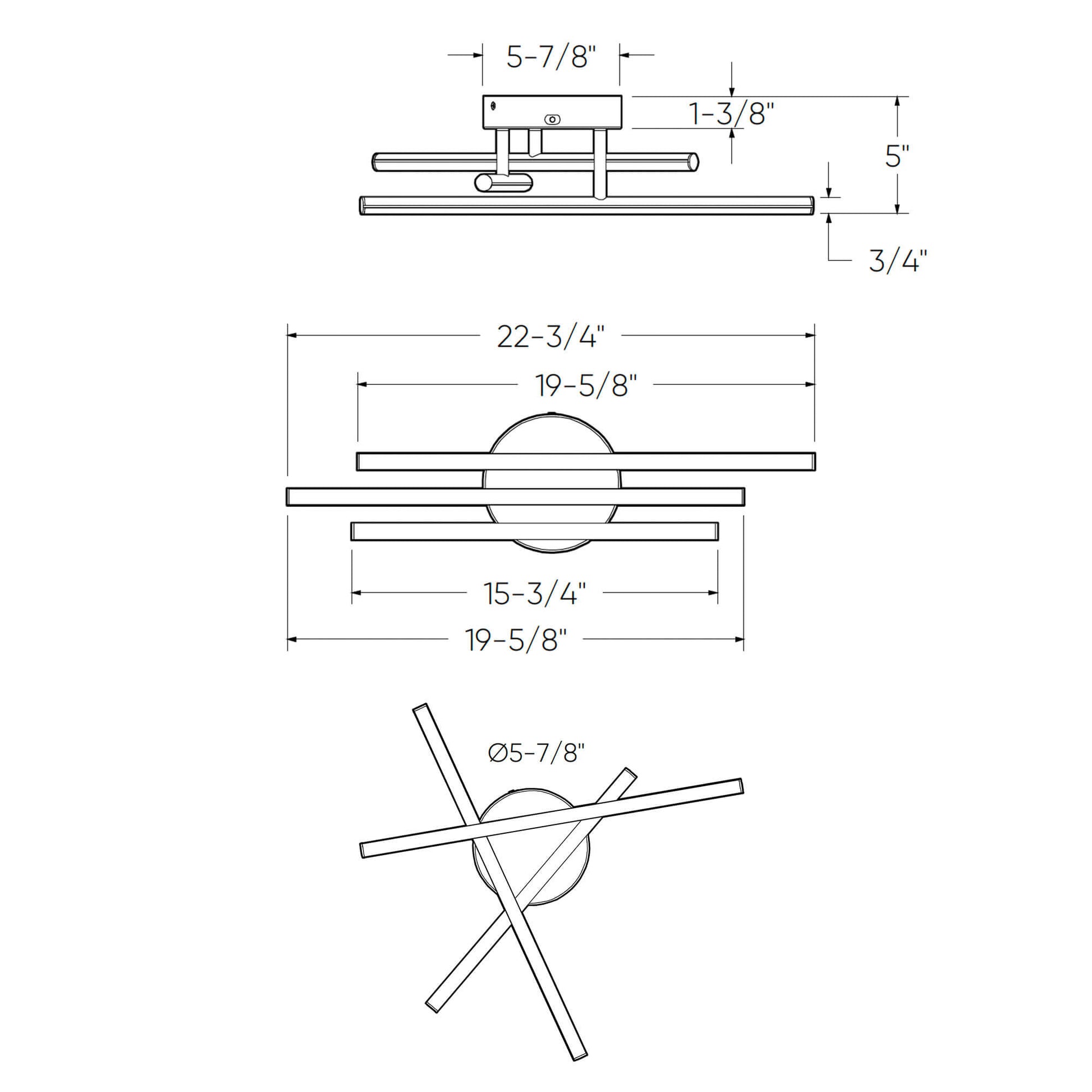 Asterisk Three branch Flush mount