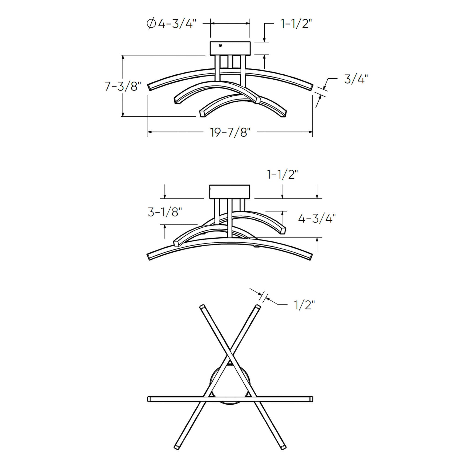 Sway 3 Curved Branch Flush Mount