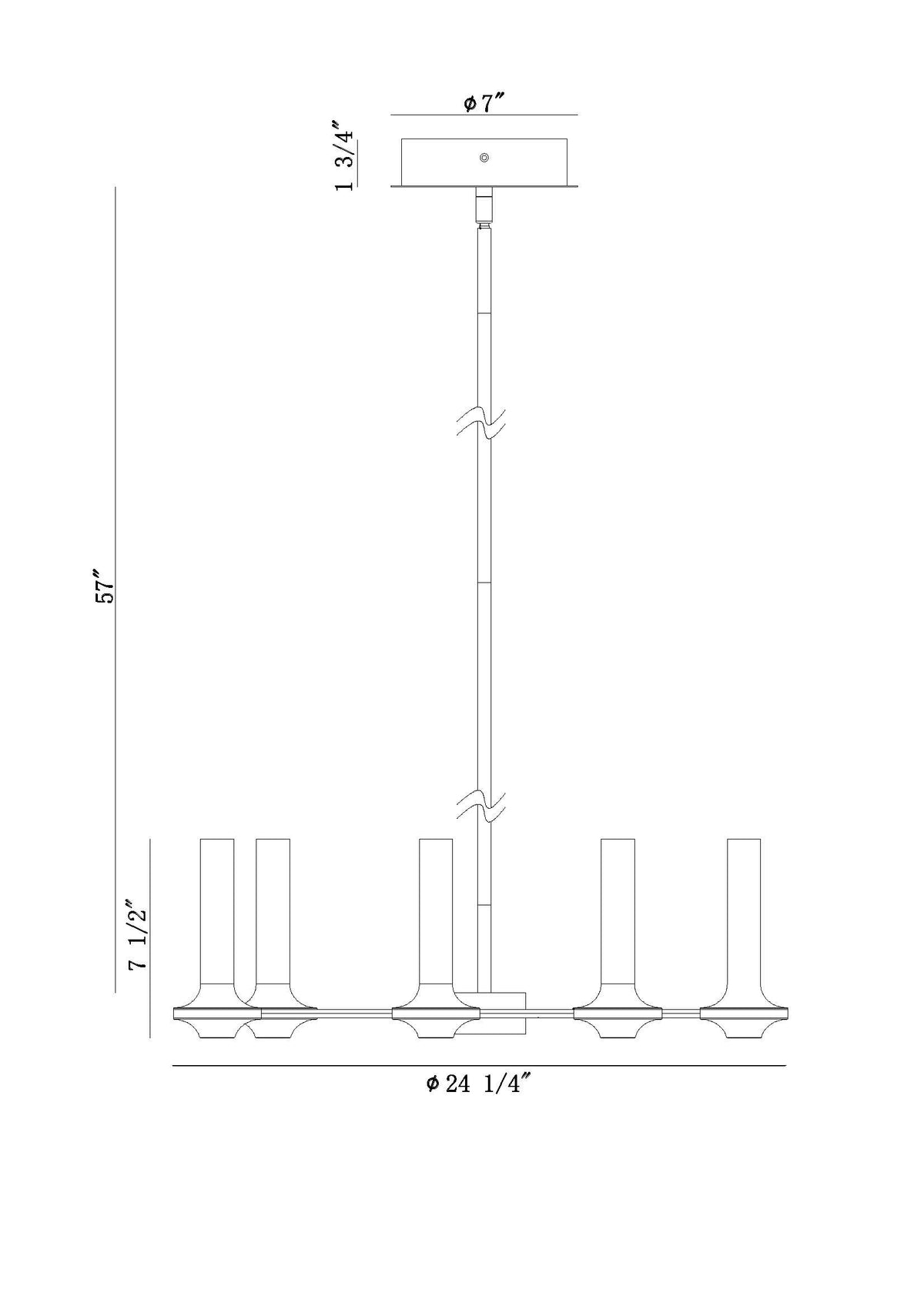 Torcia 6-Light 24" Integrated LED Pendant Chandelier