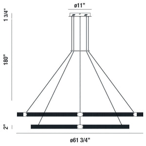 Admiral 2-Tiers 2-Light 62" Integrated LED Grand Chandelier