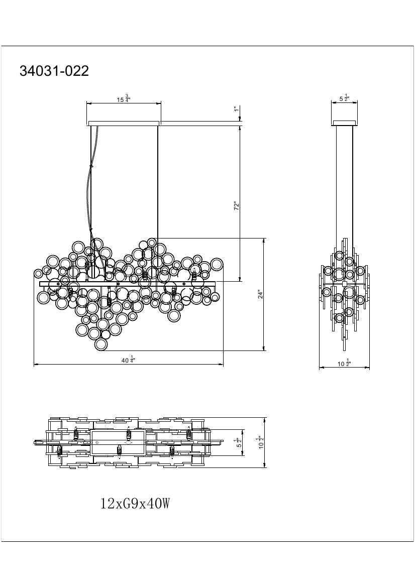 Trento 12-Light 40" Linear Chandelier