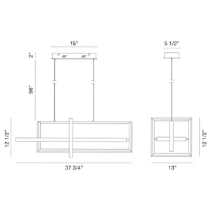 Bordo 3-Light 38" Integrated LED Linear Chandelier