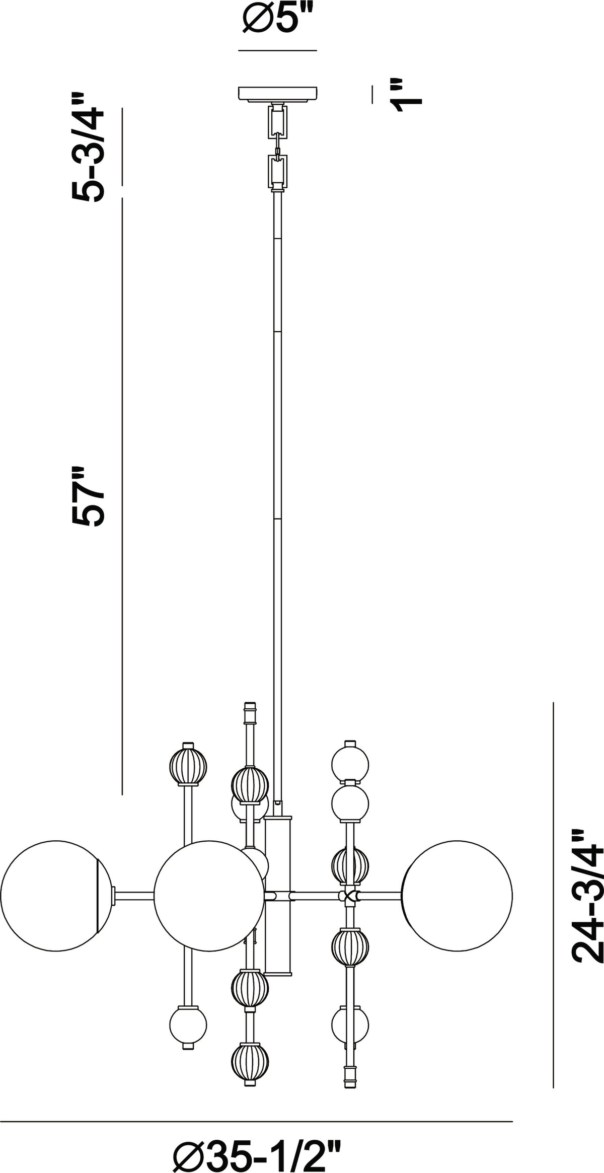 Traiton 5-Light 36" Chandelier