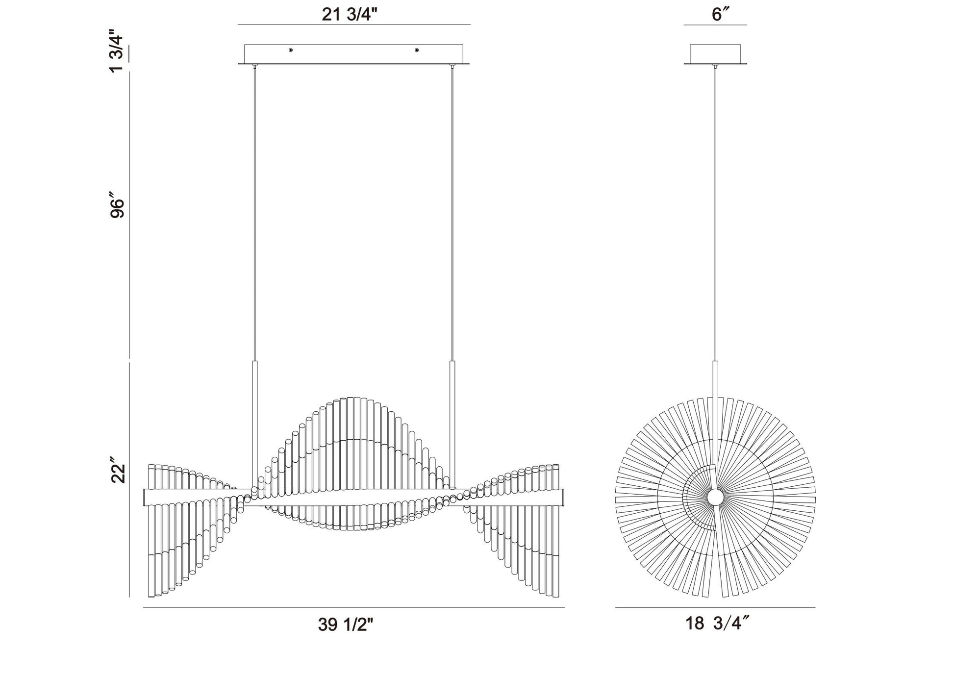 Voltik 60-Light 40" Integrated LED Linear Chandelier