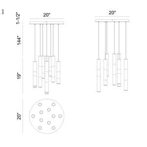 Ronda 11-Light 20" Integrated LED Multi Drop Chandelier