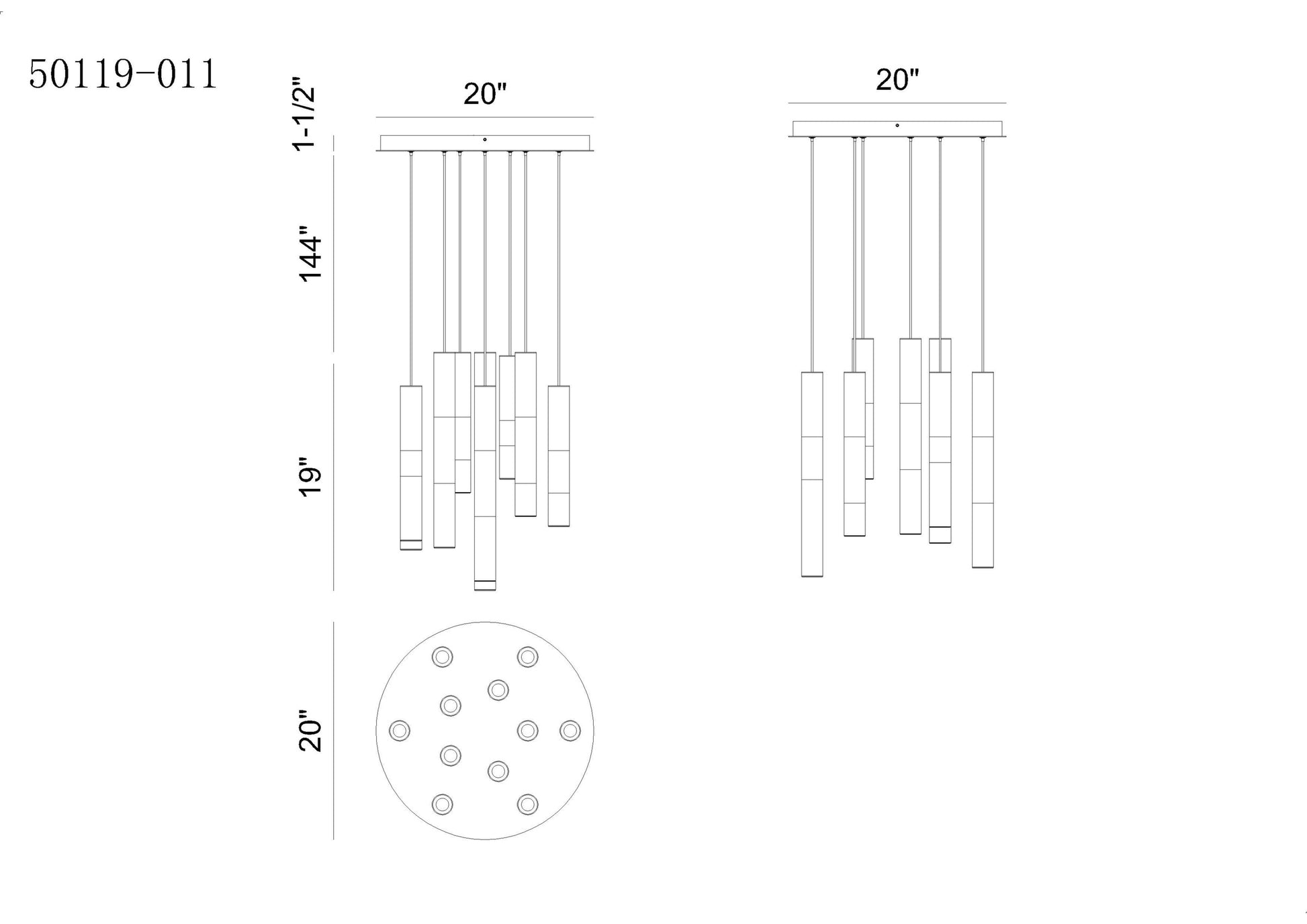 Ronda 11-Light 20" Integrated LED Multi Drop Chandelier