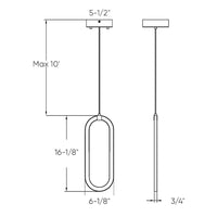 Atom Single Vertical Oblong Pendant 16''