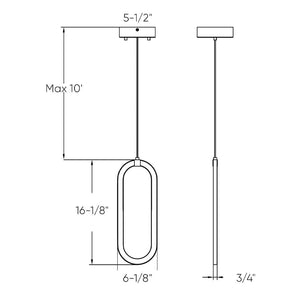 Atom Single Vertical Oblong Pendant 16''