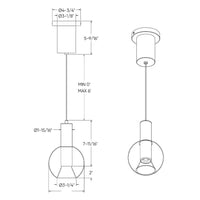 Iris 9in Blown glass pendant, zero gravity canopy, 5CCT