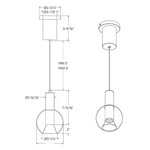 Iris 9in Blown glass pendant, zero gravity canopy, 5CCT