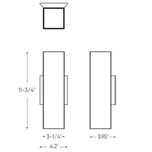 Brooklyn 4 Inch Square Adjustable LED Cylinder Sconce
