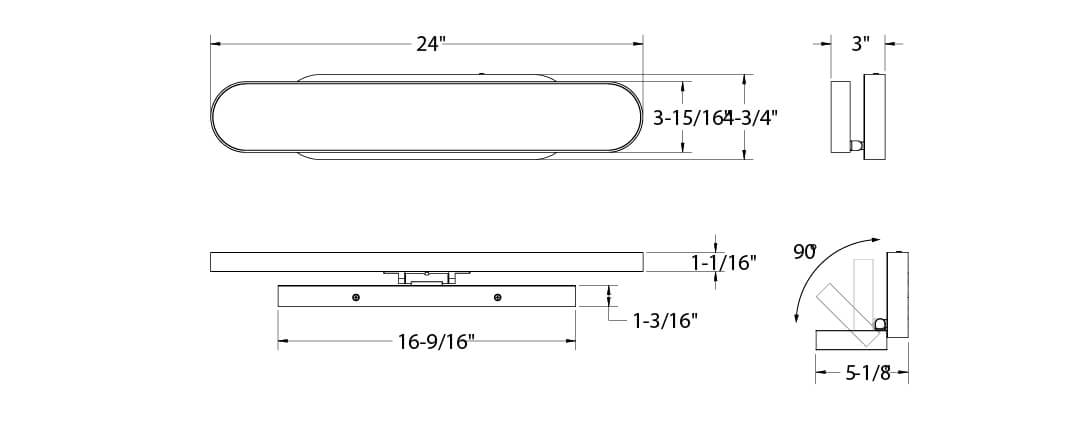 Shift 24in Vanity oblong adjustable on Octo Jbox