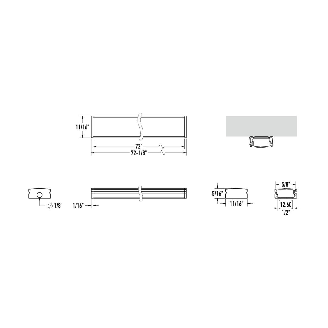 FORMLINK 6FT Aluminum extrusion Surface mounted for COB and DCP tape