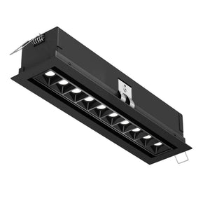 PinPoint Recessed 5CCT linear with 10 mini swivel spot lights