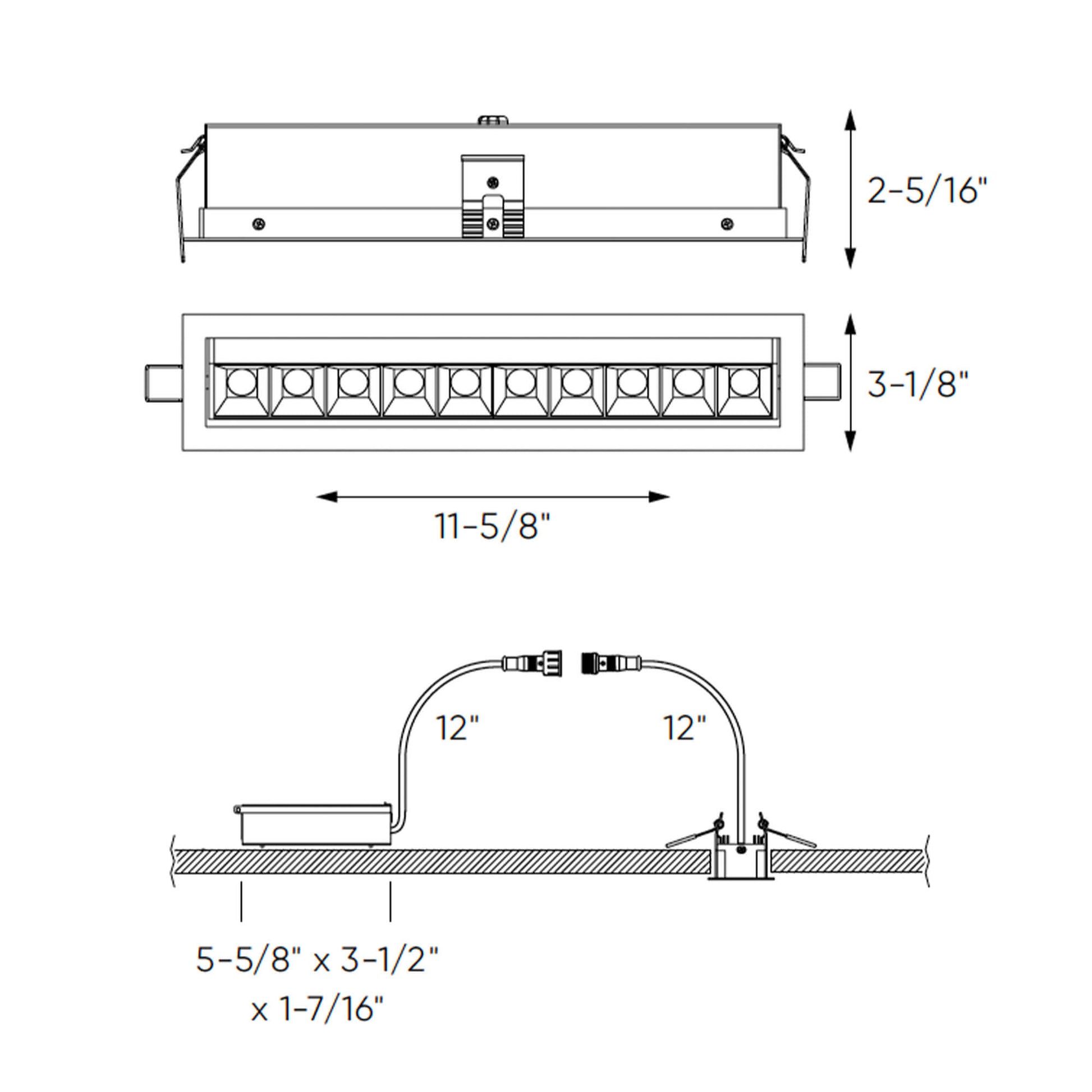 PinPoint Recessed 5CCT linear with 10 mini swivel spot lights