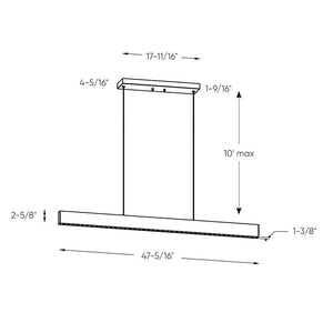 Pinpoint 48in Multi-spot Linear Pendant, Zero gravity canopy
