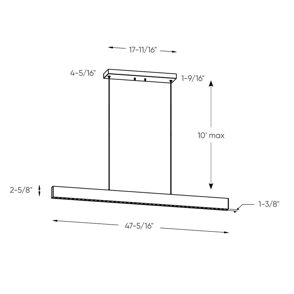 Pinpoint 48in Multi-spot Linear Pendant, Zero gravity canopy