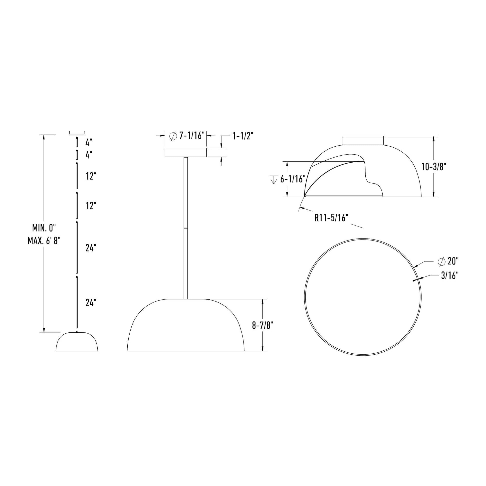 Napa 20in fixture - 2in1 Pendant and Flush mount